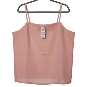 Womens xl blush pink linen blouse square neck tank shirt state of day